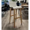 DETENTE EXPO│Tabouret dossier haut│Blanc/Chêne massif