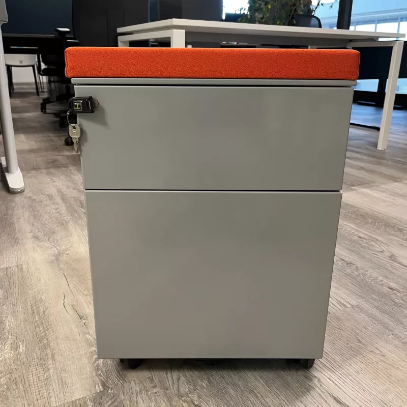 HARMONY│Caisson 64 sous bureau 2 Tiroirs avec top tissu│Gris alu/Noir