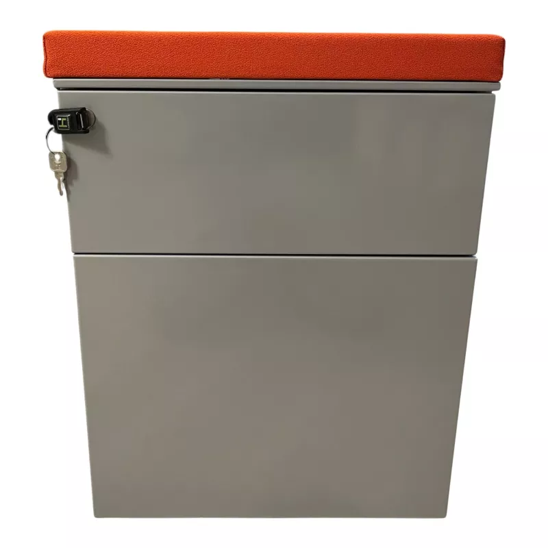 HARMONY│Caisson 64 sous bureau 2 Tiroirs avec top tissu│Gris alu/Noir