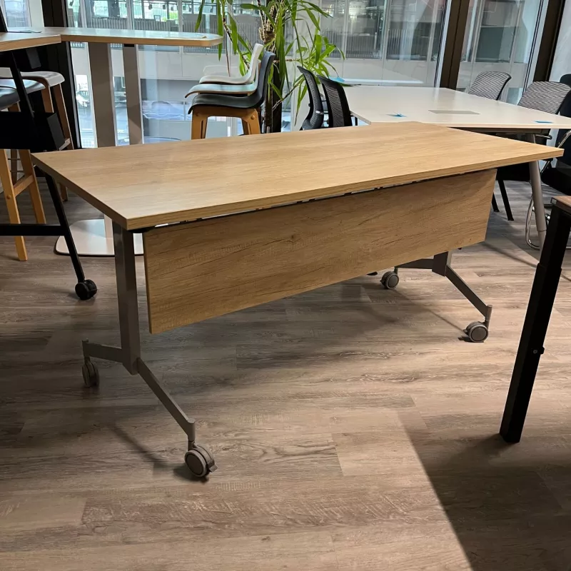 EUREKA│Table abattante 160x70 avec voile de fond│Chêne Nebraska/Gris alu