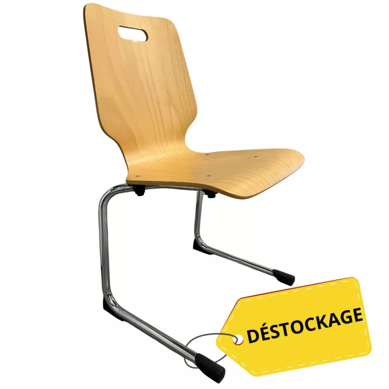 TIC│Chaise pieds appui sur table│Hêtre/Chromé