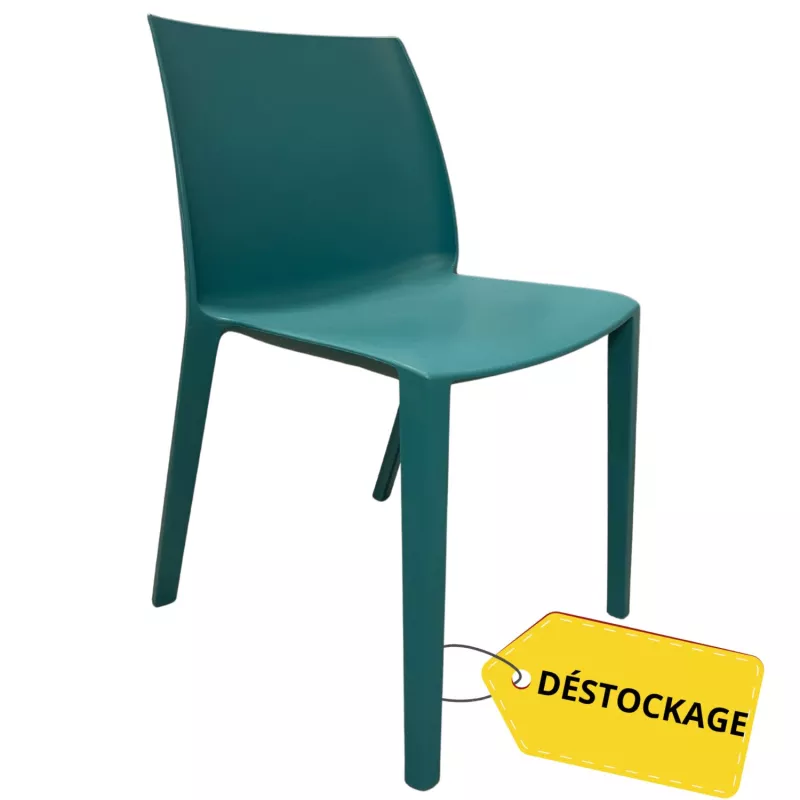 SOLÉO│Chaise collectivité│Sans accoudoirs│int-éxt.│Bleu Curaçao