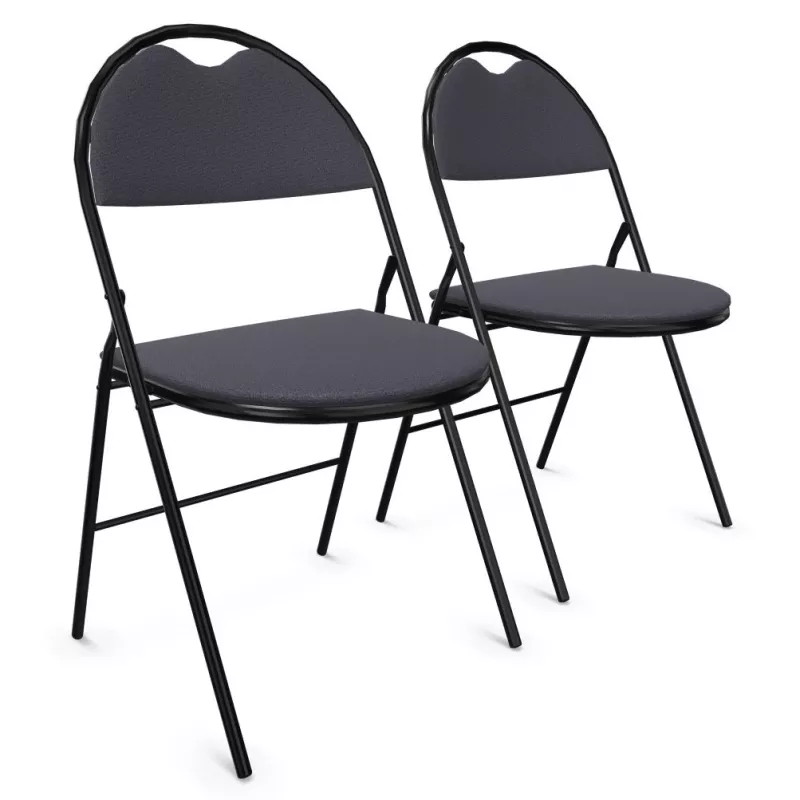 GEO TISSU│Lot de 2 Chaises pliantes tissu│2 coloris à choix