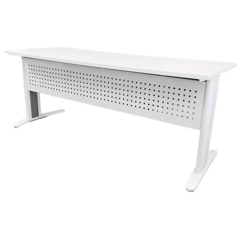 STAR│Bureau droit 180x70 - pied fixe│Blanc / Blanc