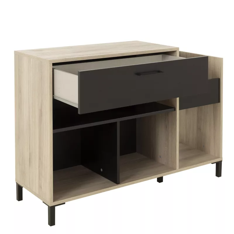 CHICAGO│Rangement Vinyles Niches & Tiroirs│40x115xh81 cm