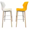 MY FRILL│Lot de 2 Tabourets 4 pieds chêne│Blanc et Orange Mandarin