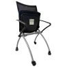 VIENA │Chaise de réunion pliantes avec accoudoirs - sur roulettes│Noir/Gris aluminium