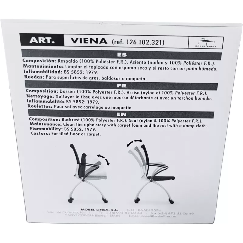 VIENA │Chaise de réunion pliantes avec accoudoirs - sur roulettes│Noir/Gris aluminium