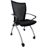 VIENA │Chaise de réunion pliantes avec accoudoirs - sur roulettes│Noir/Gris aluminium