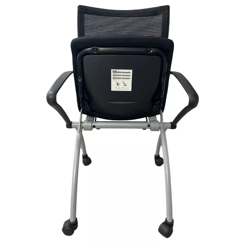 VIENA │Chaise de réunion pliantes avec accoudoirs - sur roulettes│Noir/Gris aluminium