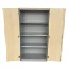 LO LISTA│Armoire portes battantes│L 80 x H 150 cm│Erable blanc/Gris alu