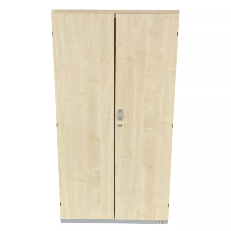 LO LISTA│Armoire portes battantes│L 80 x H 150 cm│Erable blanc/Gris alu