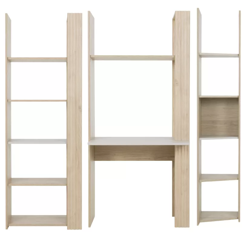 STRAW│Ensemble Bibliothèques + bureau│180x32/52xh175 cm