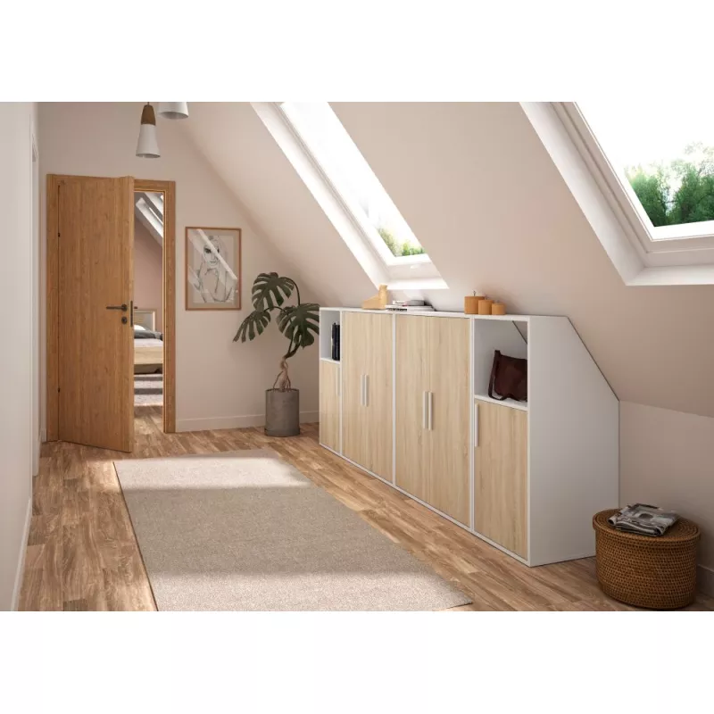 UNDER│Armoire sous-pente 1 porte│Chêne│50x48xh110/70 cm