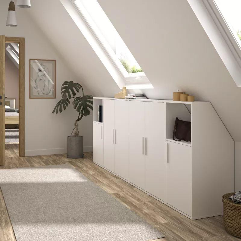 UNDER│Armoire sous-pente 1 porte│Blanc│50x48xh110/70 cm