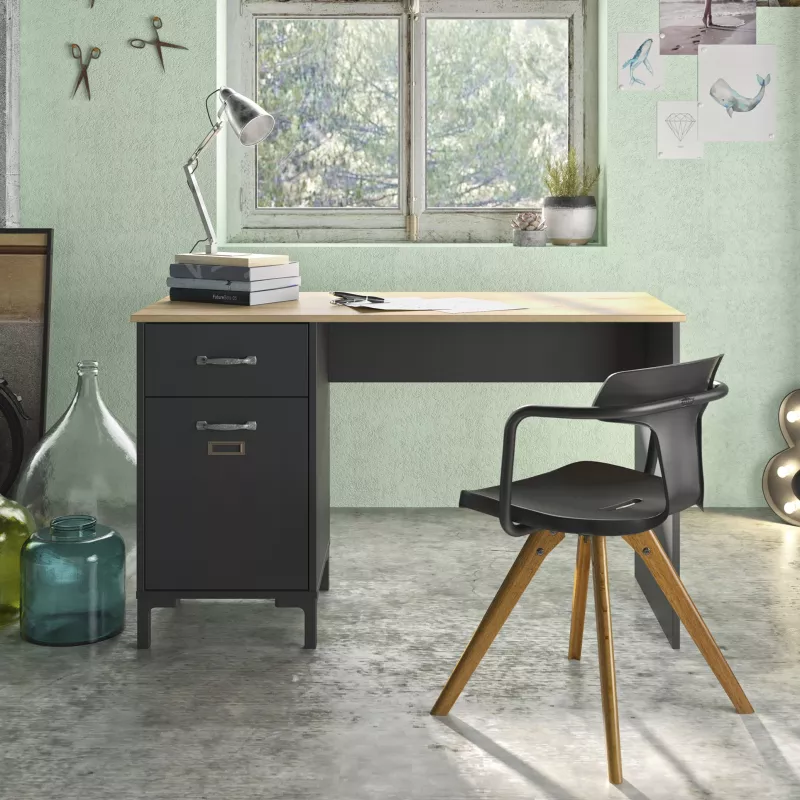MANCHESTER│Bureau tiroir + porte│120x55xh73 cm