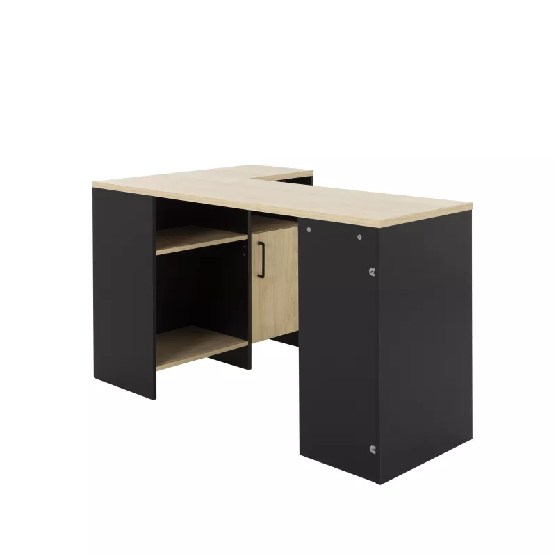 LIVERPOOL│Bureau étagères + porte│Noir│136x88xh76 cm