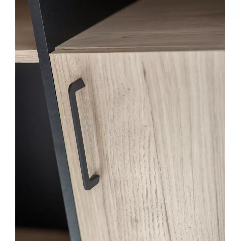 LIVERPOOL│Bureau étagères + porte│Noir│136x88xh76 cm