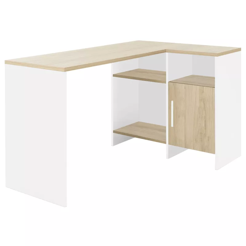 LIVERPOOL│Bureau étagères + porte│Blanc│136x88xh76 cm