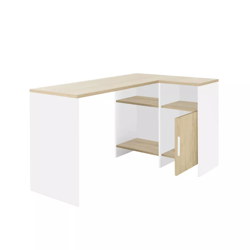 LIVERPOOL│Bureau étagères + porte│Blanc│136x88xh76 cm