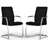ISABEL│Lot de 2 Fauteuils visiteurs en cuir dossier haut structure chromée