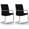 ISABEL│Lot de 2 Fauteuils visiteurs en cuir dossier haut structure chromée