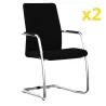 ISABEL│Lot de 2 Fauteuils visiteurs en tissu dossier haut structure grise ou chromée