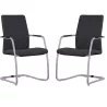ISABEL│Lot de 2 Fauteuils visiteurs en tissu dossier haut structure grise ou chromée