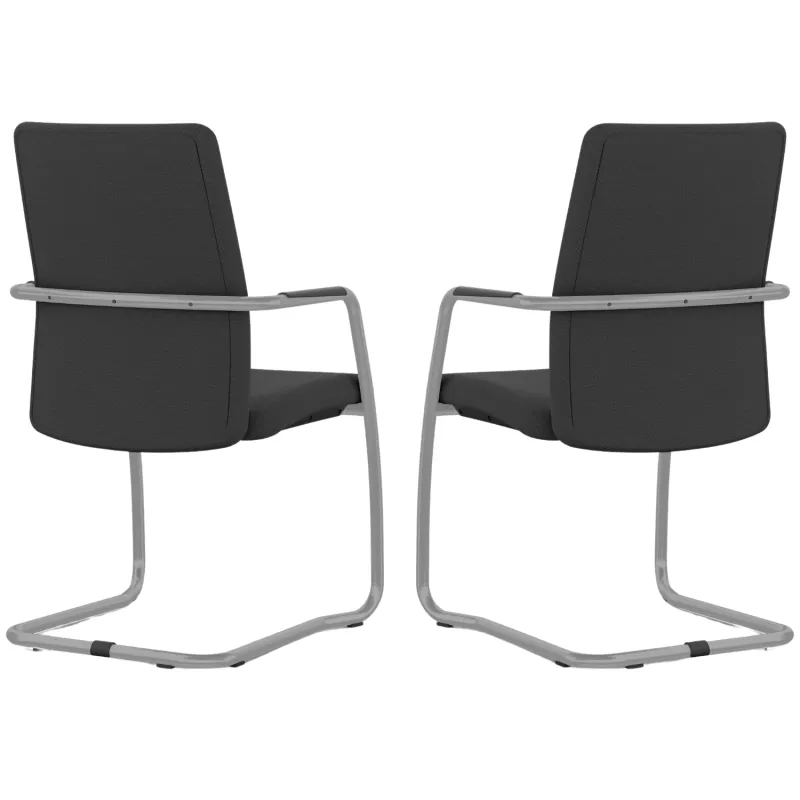 ISABEL│Lot de 2 Fauteuils visiteurs en tissu dossier haut structure grise ou chromée