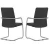 ISABEL│Lot de 2 Fauteuils visiteurs en tissu dossier haut structure grise ou chromée