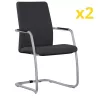 ISABEL│Lot de 2 Fauteuils visiteurs en tissu dossier haut structure grise ou chromée