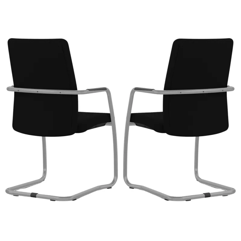 ISABEL│Lot de 2 Fauteuils visiteurs en tissu dossier haut structure grise ou chromée