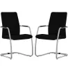 ISABEL│Lot de 2 Fauteuils visiteurs en tissu dossier haut structure grise ou chromée