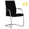 ISABEL│Lot de 2 Fauteuils visiteurs en tissu dossier haut structure grise ou chromée