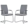 ISABEL│Lot de 2 Fauteuils visiteurs en tissu dossier haut structure grise ou chromée