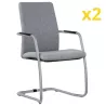 ISABEL│Lot de 2 Fauteuils visiteurs en tissu dossier haut structure grise ou chromée