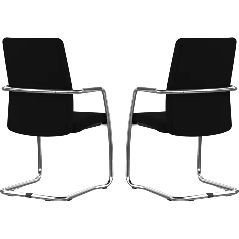 ISABEL│Lot de 2 Fauteuils visiteurs en tissu dossier haut structure grise ou chromée