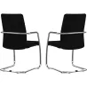ISABEL│Lot de 2 Fauteuils visiteurs en tissu dossier haut structure grise ou chromée