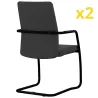 ISABEL│Lot de 2 Fauteuils visiteurs en tissu dossier haut structure noire