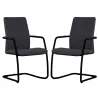 ISABEL│Lot de 2 Fauteuils visiteurs en tissu dossier haut structure noire
