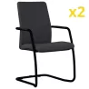 ISABEL│Lot de 2 Fauteuils visiteurs en tissu dossier haut structure noire
