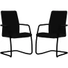 ISABEL│Lot de 2 Fauteuils visiteurs en tissu dossier haut structure noire