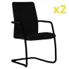 ISABEL│Lot de 2 Fauteuils visiteurs en tissu dossier haut structure noire