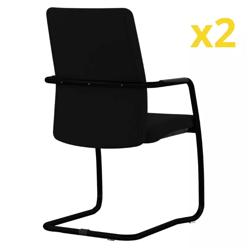 ISABEL│Lot de 2 Fauteuils visiteurs en tissu dossier haut structure noire