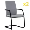 ISABEL│Lot de 2 Fauteuils visiteurs en tissu dossier haut structure noire