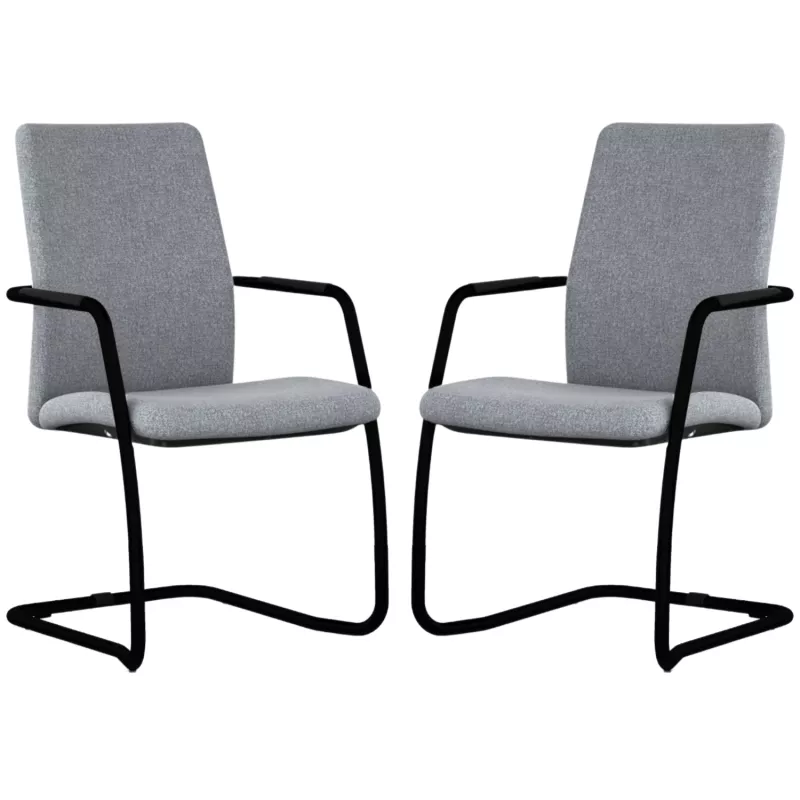 ISABEL│Lot de 2 Fauteuils visiteurs en tissu dossier haut structure noire