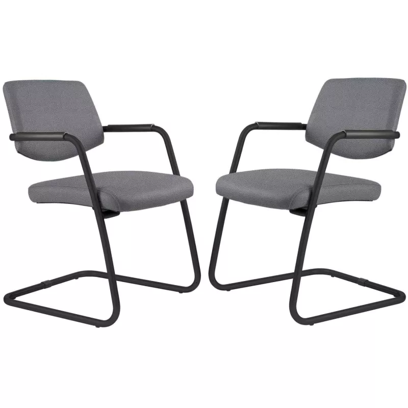 ISABEL│Lot de 2 Fauteuils visiteurs en tissu dossier bas structure noire