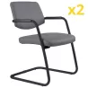 ISABEL│Lot de 2 Fauteuils visiteurs en tissu dossier bas structure noire