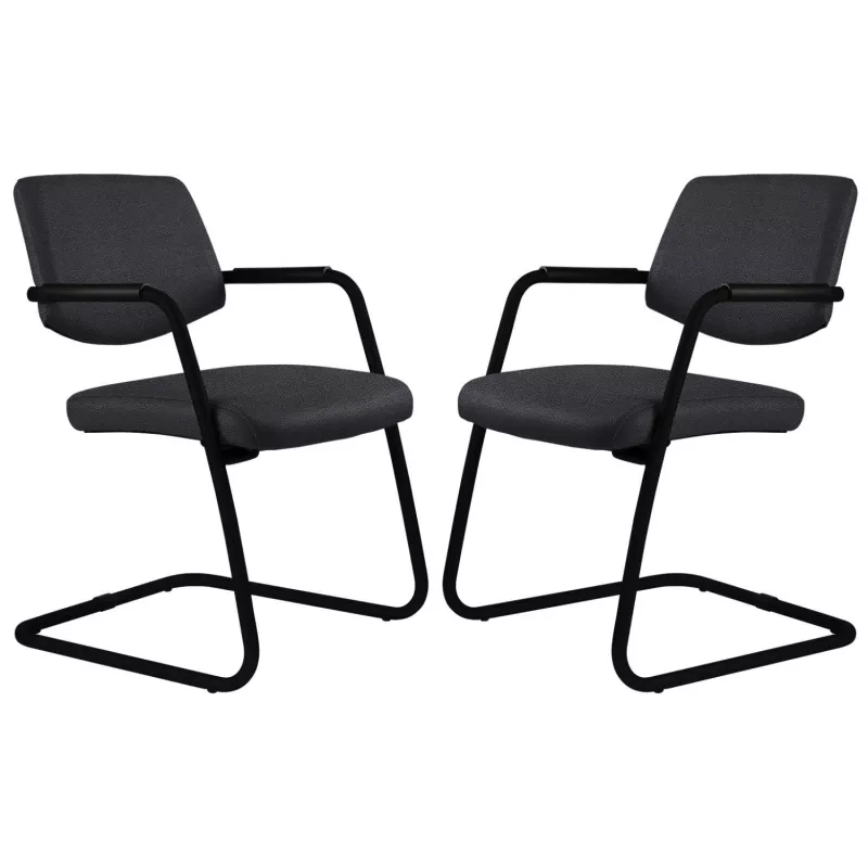 ISABEL│Lot de 2 Fauteuils visiteurs en tissu dossier bas structure noire
