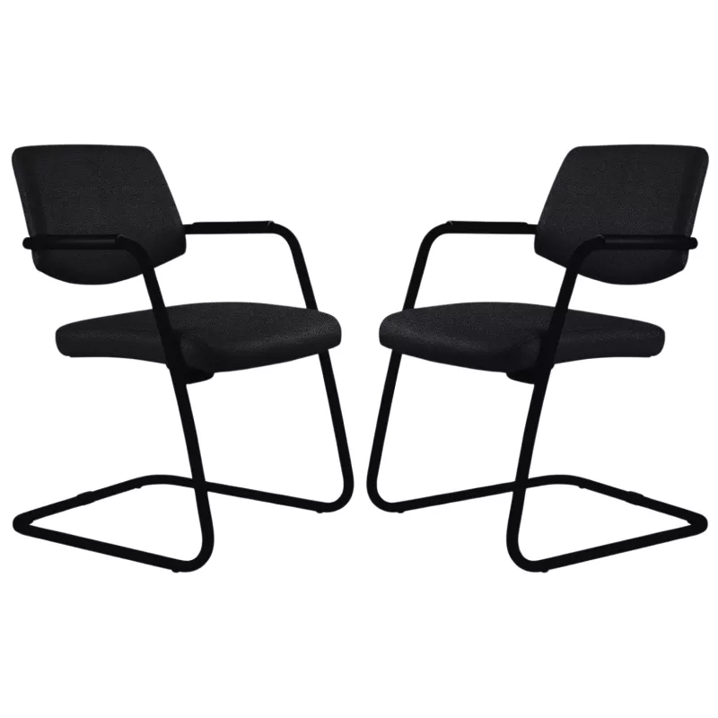 ISABEL│Lot de 2 Fauteuils visiteurs en tissu dossier bas structure noire